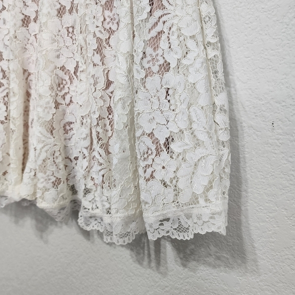 Gianni Bini Lace Pleated Cream Boho Skirt Size M - Picture 6 of 11